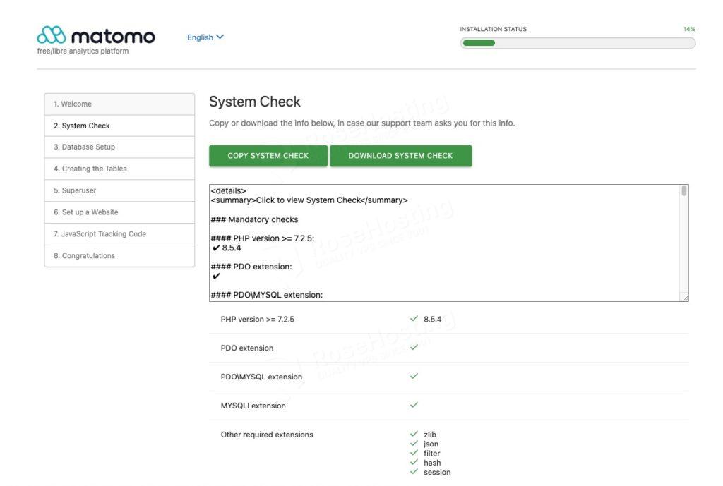 Install Matomo on Ubuntu 26.04 system check