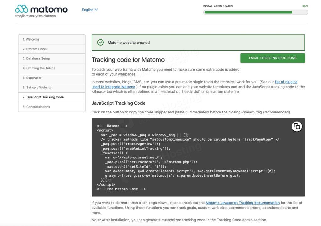 install matomo tracking code