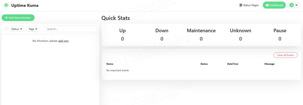 Kuma dashboard