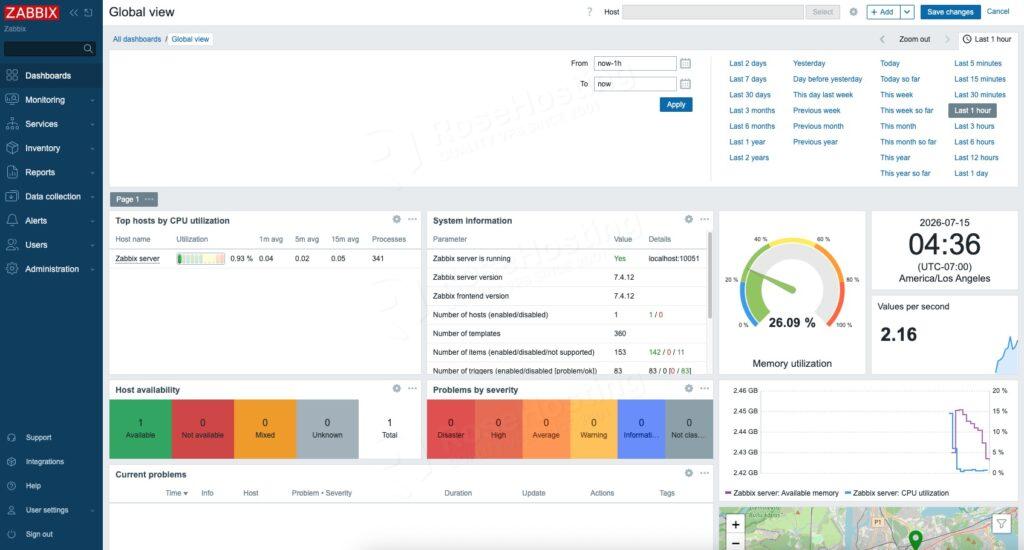 Zabbix Server and Agent on Ubuntu 26.04 global view
