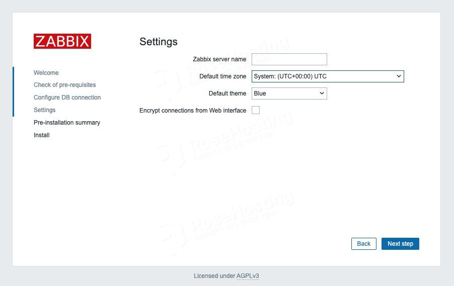 Zabbix settings
