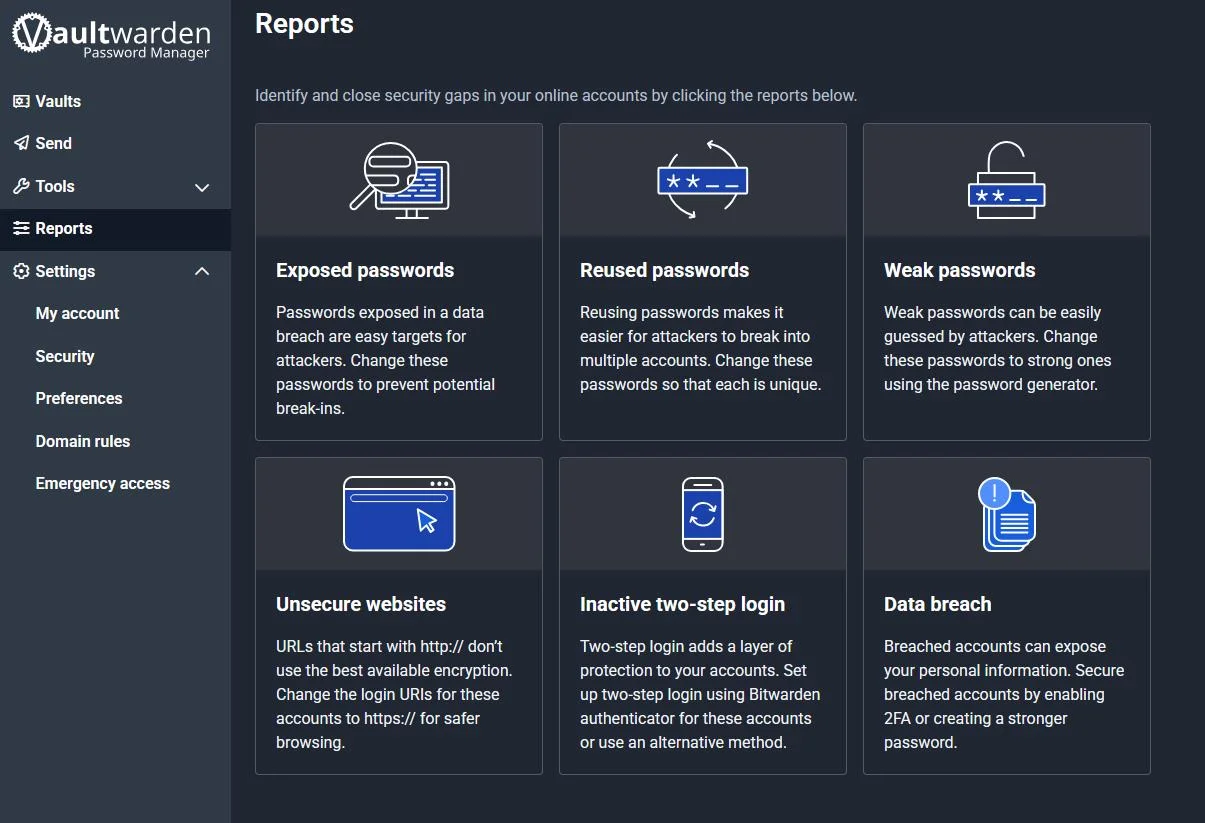 vaultwarden hosting security and reports