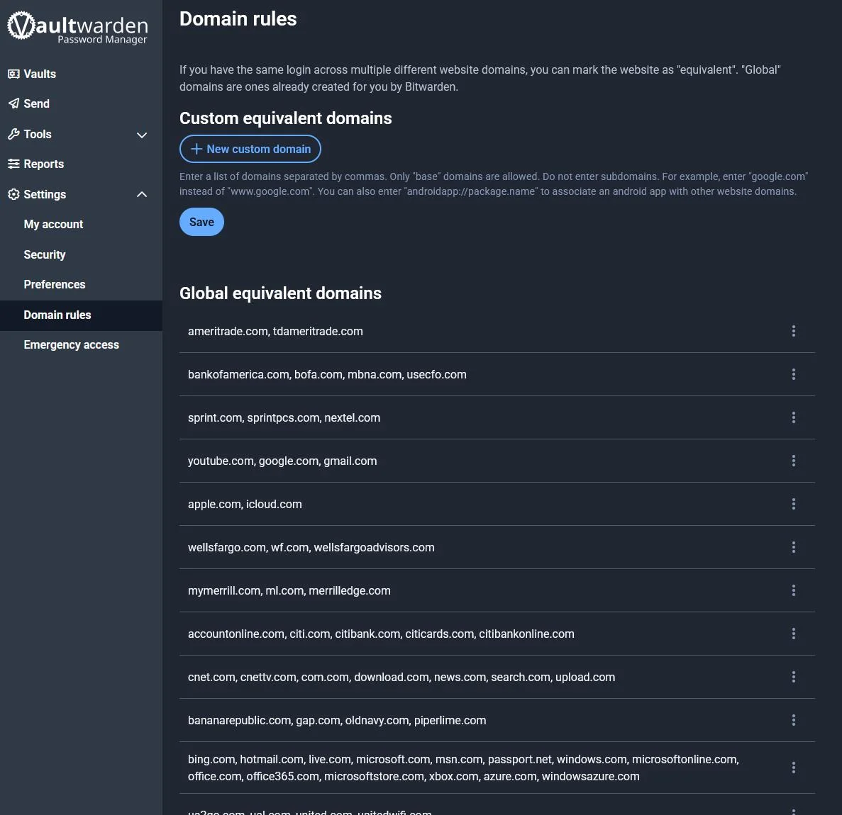 bitwarden vs vaultwarden settings