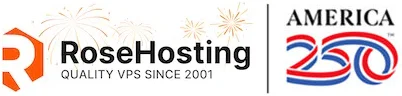 RoseHosting 4th of July 250th anniversary logo